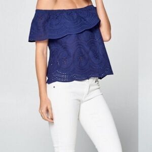 Women's Off Shoulder Top Navy Blue